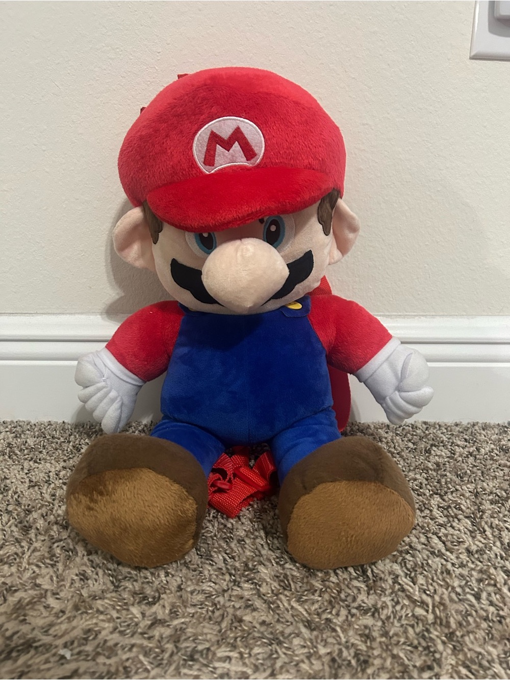 Plush Mario Kids Backpack - Red and Blue